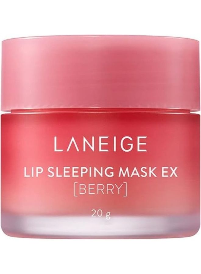 LANEIGE Lip Sleeping Mask Ex Berry, Moisturiser Nourish And Hydrate With Vitamin C, Antioxidants, A Small Spoon Set 20grams  - Image 1