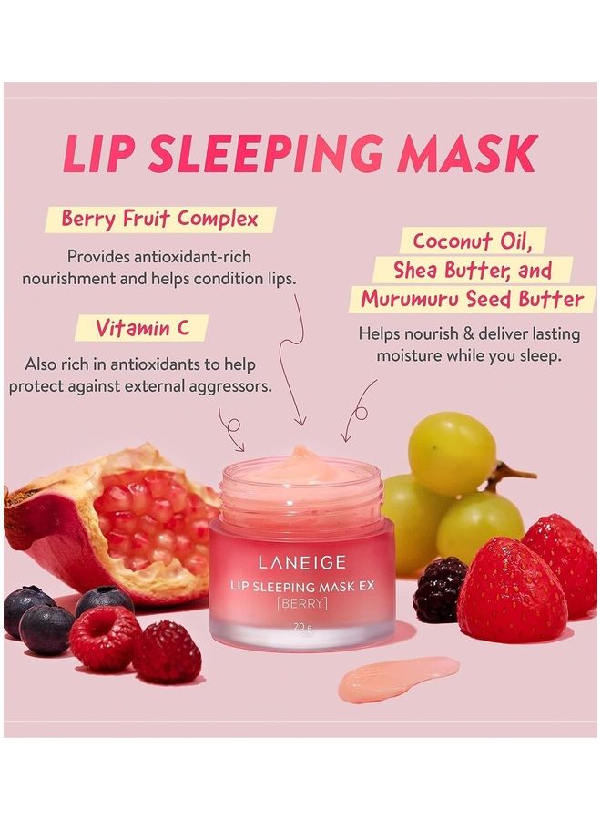 LANEIGE Lip Sleeping Mask Ex Berry, Moisturiser Nourish And Hydrate With Vitamin C, Antioxidants, A Small Spoon Set 20grams  - Image 3