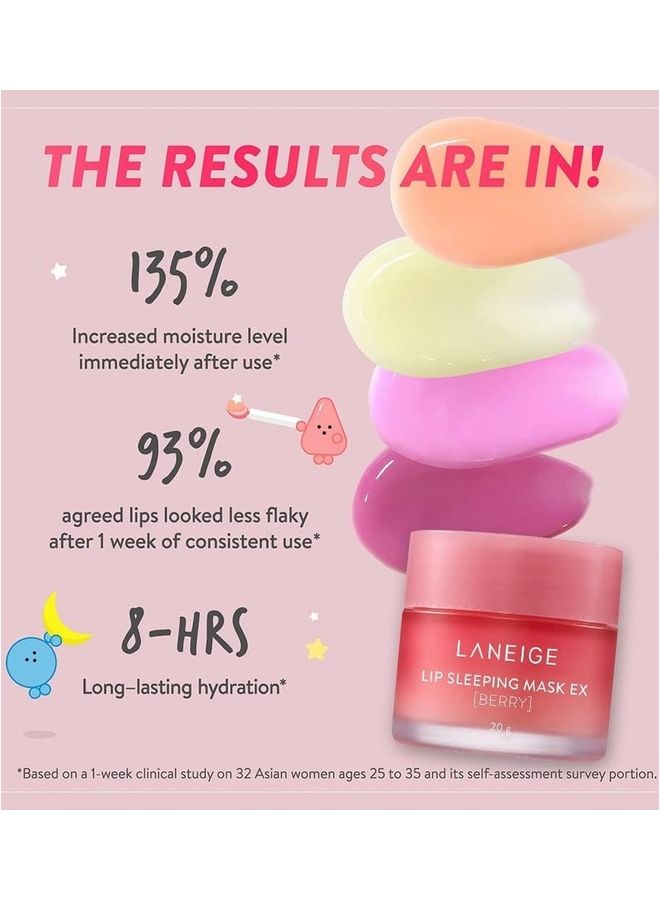 LANEIGE Lip Sleeping Mask Ex Berry, Moisturiser Nourish And Hydrate With Vitamin C, Antioxidants, A Small Spoon Set 20grams  - Image 4