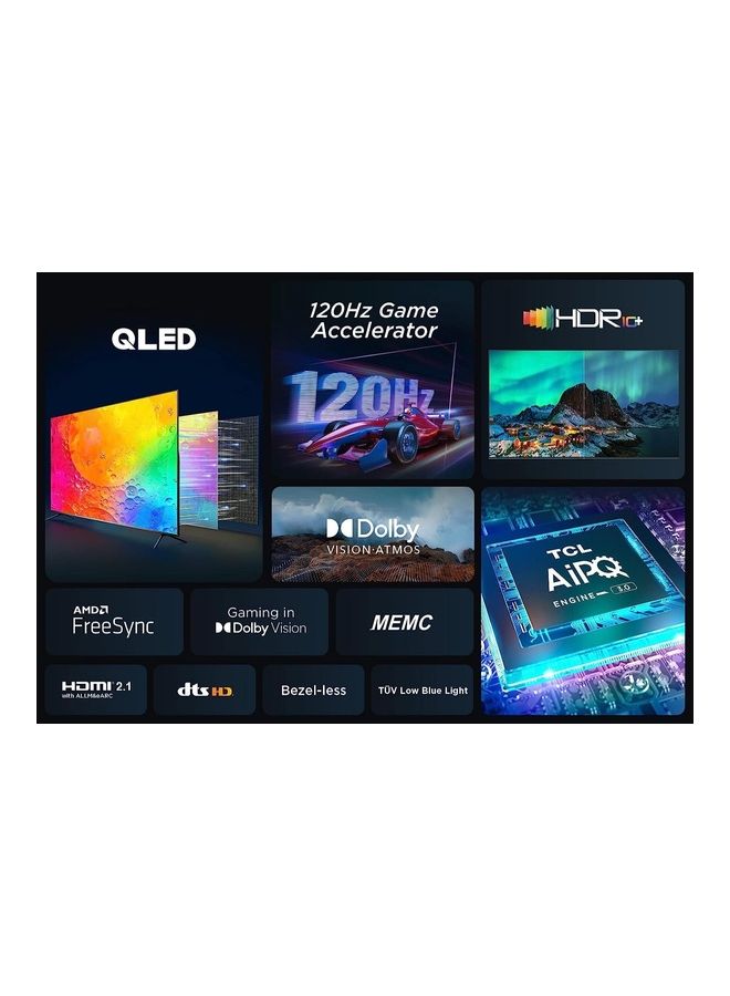 TCL - 85 Inch QLED Smart TV, Dolby Vision Atmos, HDR 10+, 120Hz Game Accelerator, HDMI 2.1, DtsHD, AMD FreeSync With Gaming In Dol By Vision 85C645 Black - Image 1