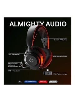 ستيل سيريز سماعة الألعاب اللاسلكية الجديدة متعددة المنصات Arctis Nova 4 من SteelSeries — صوت مكاني 360 درجة — لاسلكي عالي السرعة 2.4 جيجا هرتز — بطارية تدوم 36 ساعة — USB-C — ClearCast Gen 2 Mic — الكمبيوتر الشخصي، Playstation، Switch، Meta  - Image 2