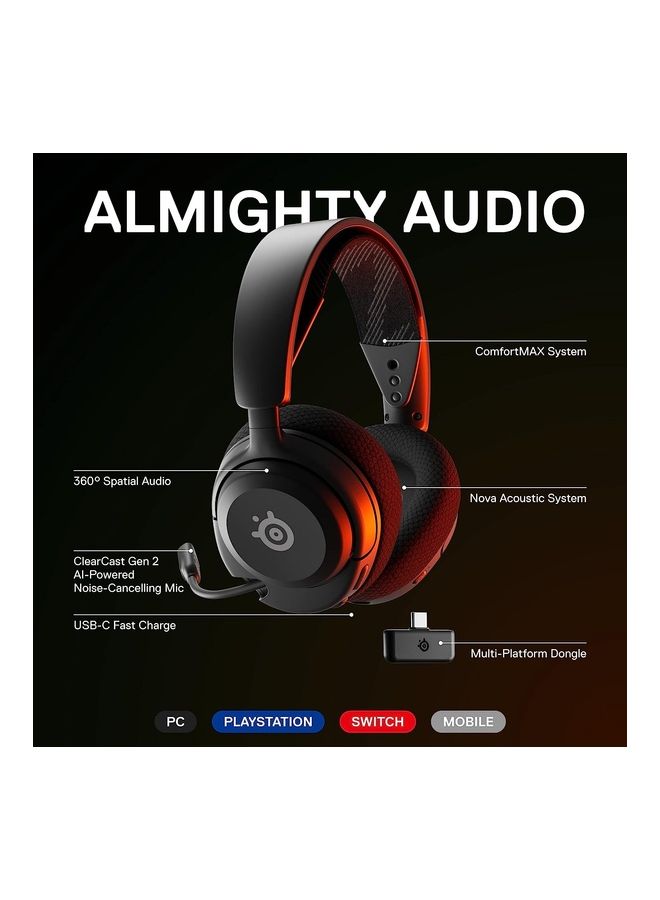 steelseries - SteelSeries New Arctis Nova 4 Wireless Multi-Platform Gaming Headset — 360° Spatial Audio— 2.4GHz High-Speed Wireless — 36 Hr Battery — USB-C — ClearCast Gen 2 Mic — PC, Playstation, Switch, Meta - Image 1