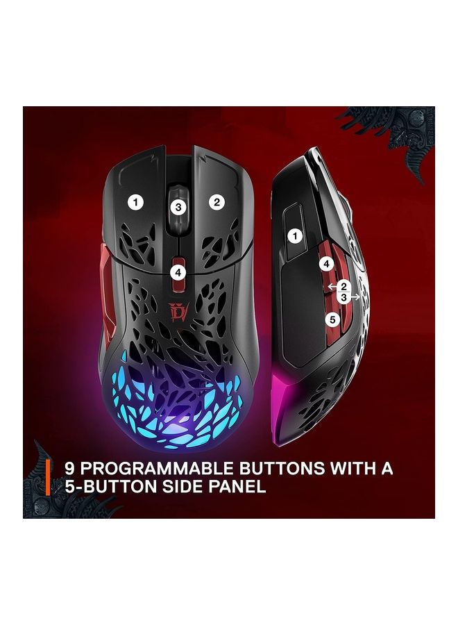 ستيل سيريز SteelSeries Aerox 5 Wireless - إصدار Diablo IV - ماوس ألعاب خفيف الوزن 76 جرامًا - 18000 CPI - مستشعر TrueMove Air البصري - مقاوم للماء - عمر بطارية يزيد عن 180 ساعة - عنصر مجاني داخل اللعبة - جهاز الكمبيوتر/جهاز MAC  - Image 2