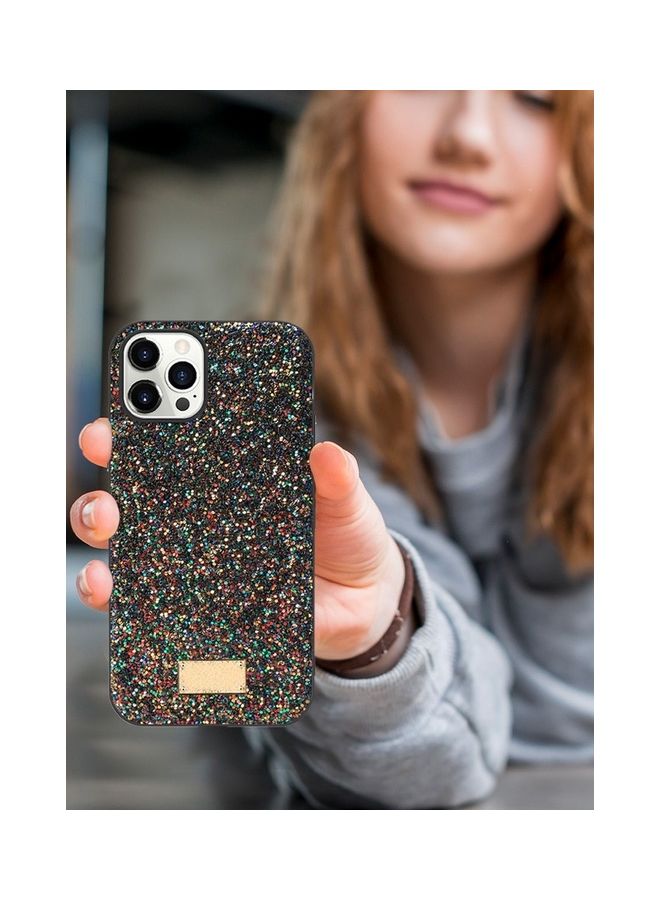 MARGOUN iPhone 12 Pro Cover Luxury Fashion Girl Shining Bling Glitter Sequin Mobile Phone Case Black/Multicolour - Image 4