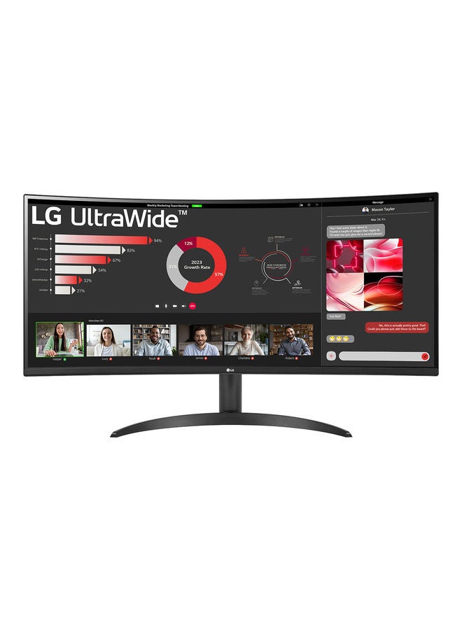 LG - 34 Inch Curved UltraWide QHD 100Hz Monitor, 21:9, 5ms (GtG at Faster), FreeSync, 1500:1, 34WR50QC-B Black - Image 1