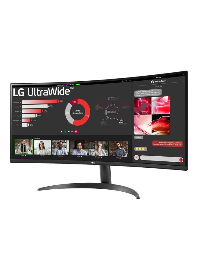 LG - 34 Inch Curved UltraWide QHD 100Hz Monitor, 21:9, 5ms (GtG at Faster), FreeSync, 1500:1, 34WR50QC-B Black - Image 1