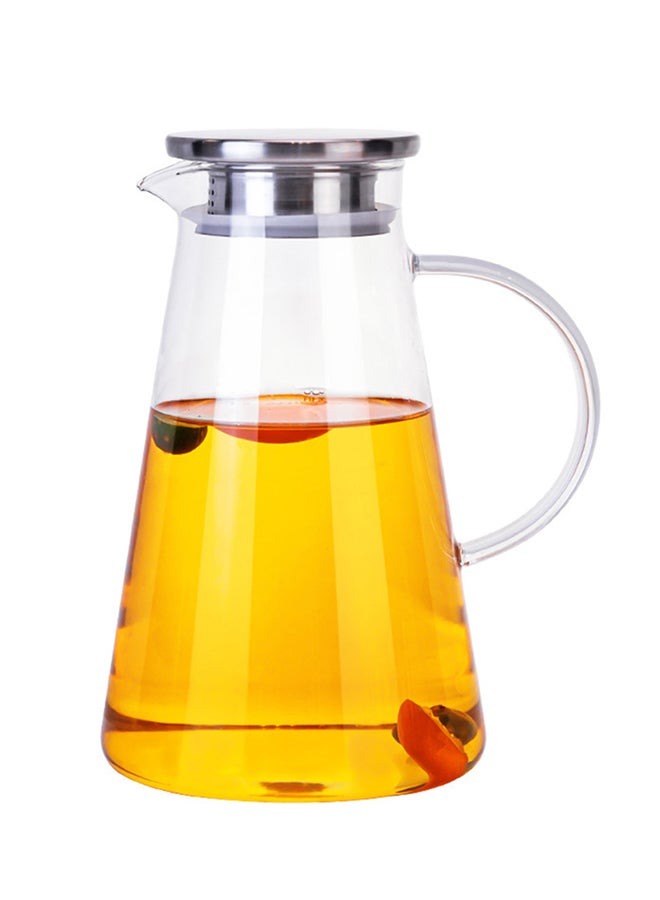 XiuWoo Heat Resistant Glass Jug With Lid Clear/Silver  - Image 1
