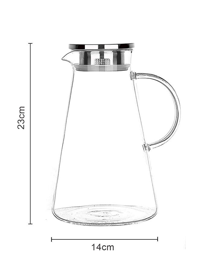 XiuWoo Heat Resistant Glass Jug With Lid Clear/Silver  - Image 2