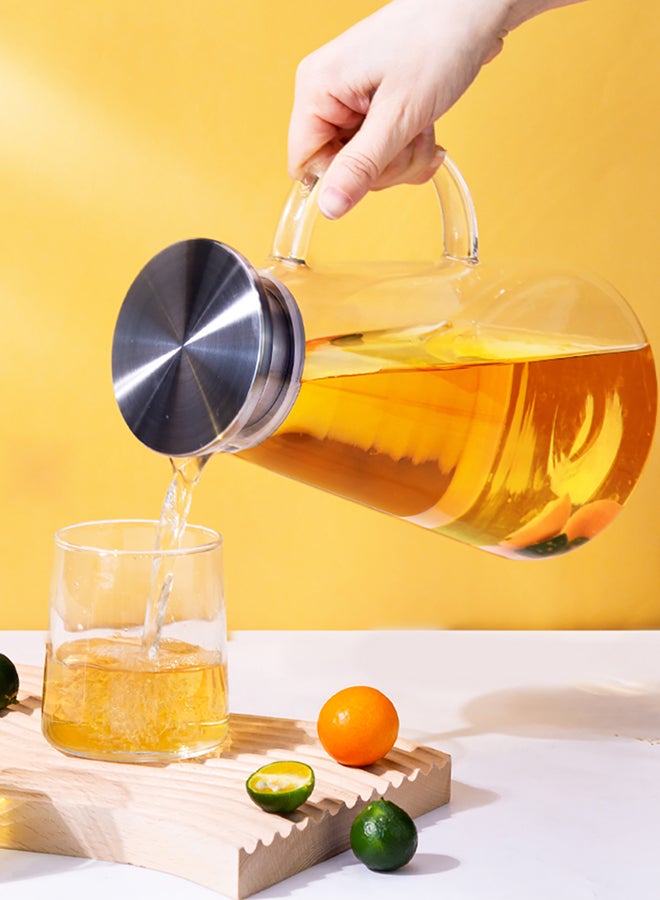 XiuWoo Heat Resistant Glass Jug With Lid Clear/Silver  - Image 3