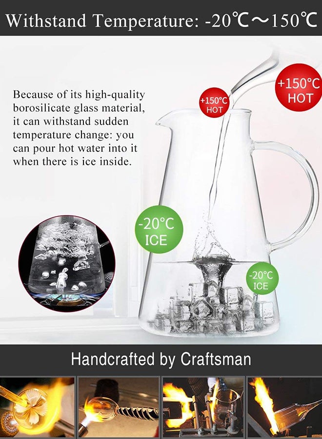 XiuWoo Heat Resistant Glass Jug With Lid Clear/Silver  - Image 4