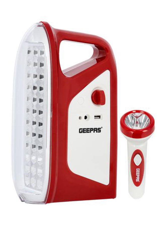 Rechargeable LED Light Lantern with Torch Red/Silver/White