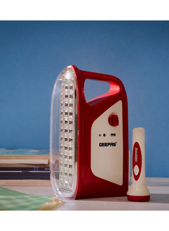 Rechargeable LED Light Lantern with Torch Red/Silver/White