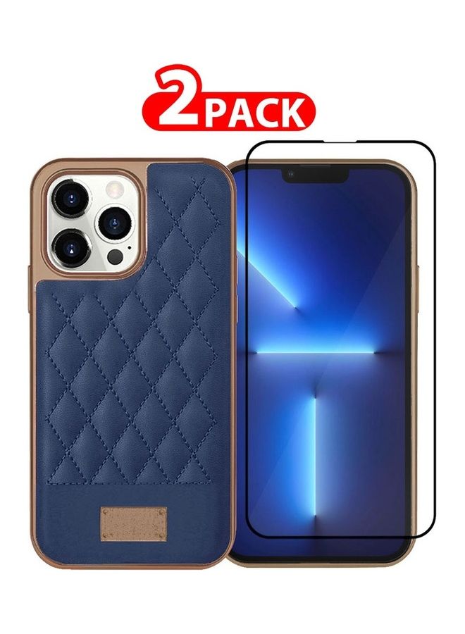 مارجون جراب هاتف محمول للفتيات من الجلد الصناعي الفاخر لهاتف Iphone 13 Pro مع واقي شاشة بسلسلة تطريز ثلاثية الأبعاد ومقاوم للصدمات مع إطار مطلي بالكهرباء - Image 1