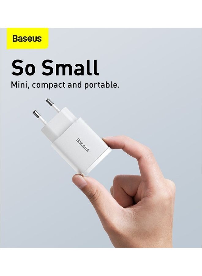 Baseus - iPhone Charger 20W USB C PD Fast Charger, Dual Port Type-C Wall Adapter EU Plug, for iPhone15/15 Pro Max/15 Pro/15 Plus/14/13/12/11, Galaxy, Pixel 4/3, iPad Pro, AirPods Pro, and More White White - Image 1