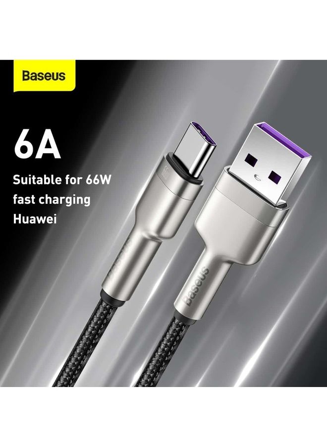 Baseus USB To Type C 66W 1M Fast Charging Data Cable For Huawei/Honor/Xiaomi/Samsung/iPad And All Android Devices Black - Image 3