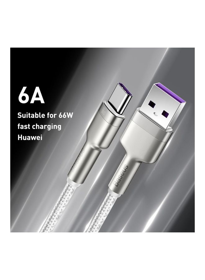 Baseus USB To Type C 66W 2M Fast Charging Data Cable For Huawei/Honor/Xiaomi/Samsung/iPad And All Android devices White - Image 3
