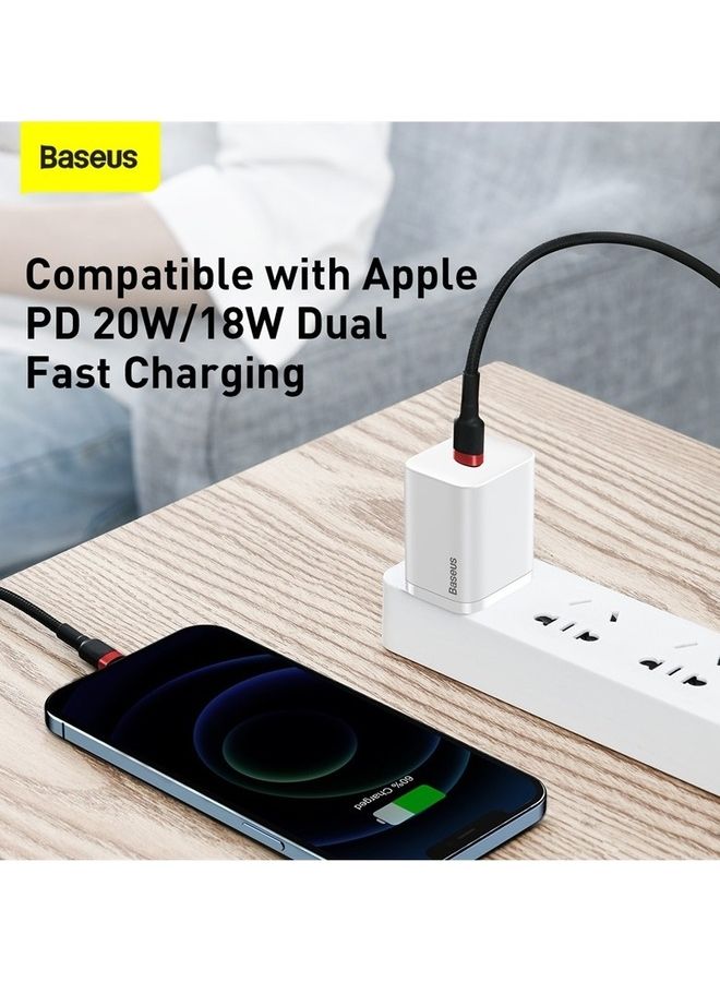 Baseus 1M USB C To Lightning 20W QC3.0 Power Delivery Nylon Braided Cable For Iphone 14 13 13 Pro 12 Pro Max 12 11 X XS XR 8 Plus Ipad Red / Black  - Image 4