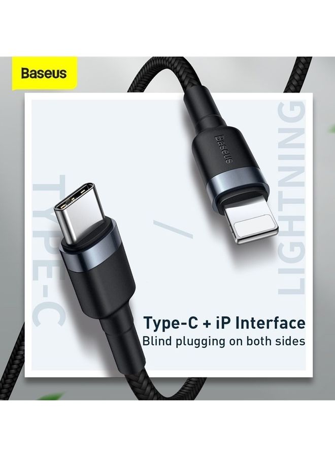 Baseus - 1M USB C To Lightning 20W QC3.0 Power Delivery Nylon Braided Cable For Iphone 14 13 13 Pro 12 Pro Max 12 11 X XS XR 8 Plus iPad Black - Image 1
