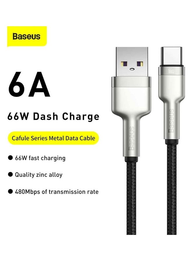Baseus USB To Type C 66W 2M Fast Charging Data Cable For Huawei/Honor/Xiaomi/Samsung/iPad And All Android Devices Black  - Image 2