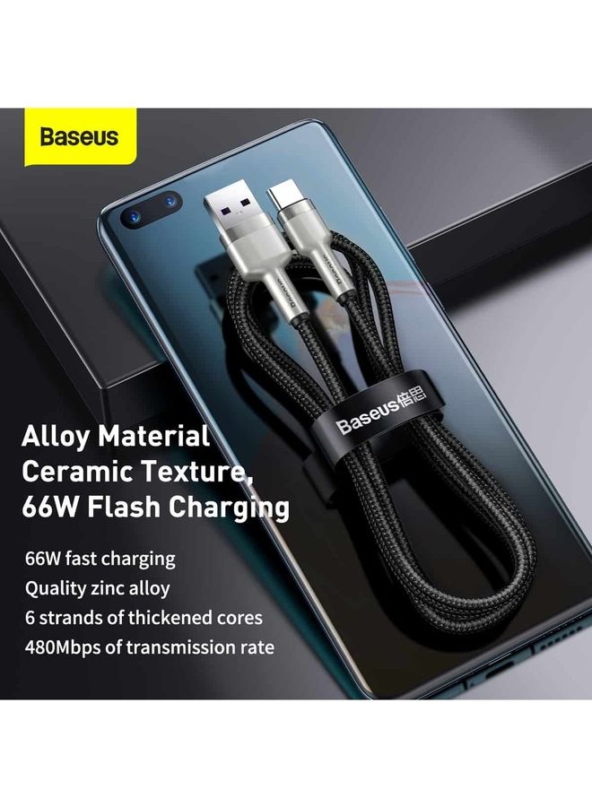 Baseus USB To Type C 66W 2M Fast Charging Data Cable For Huawei/Honor/Xiaomi/Samsung/iPad And All Android Devices Black  - Image 4