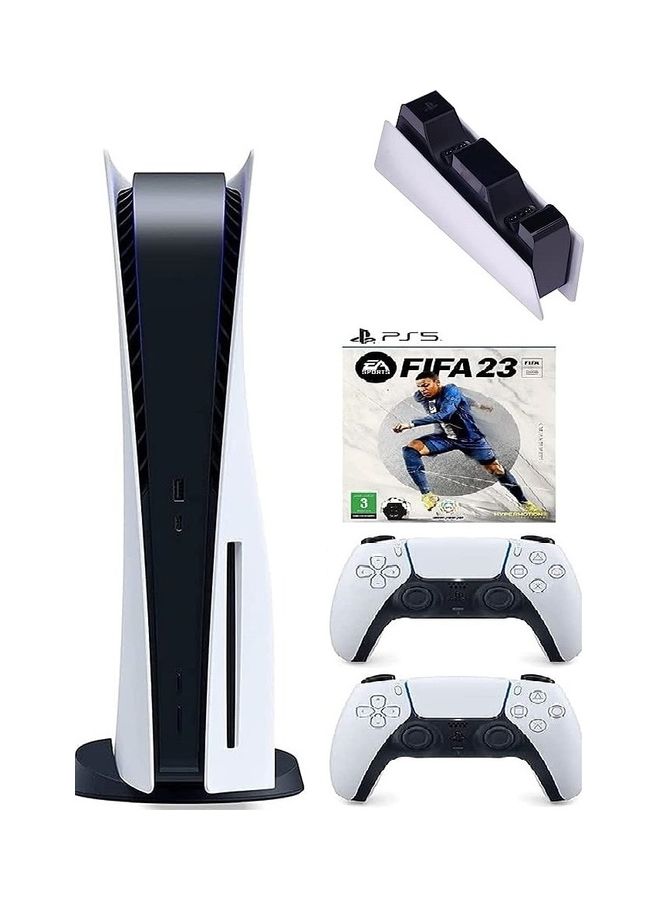 Sony Playstation 5 Disc Console With Dualsense Charging Station Extra Controller And Fifa 23