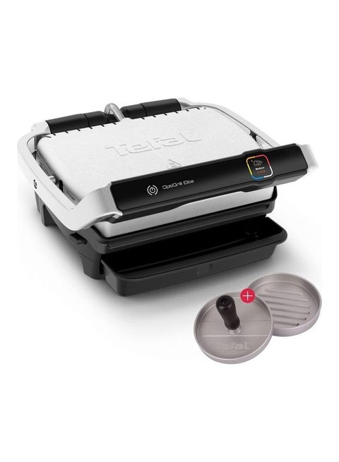 Gc750D Optigrill Elite Contact Grill With Grill Boost Function Hamburger Press Indoor Electric Grill 12 Automatic Programs Intuitive Sensor Touch Display Stainless Steel 2000.0 W GC750D + W875 Black/Silver