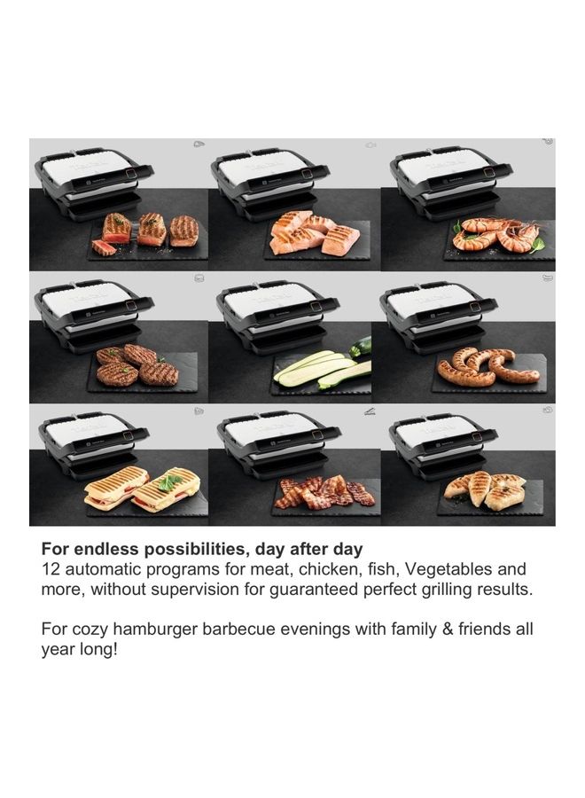 Tefal - Gc750D Optigrill Elite Contact Grill With Grill Boost Function Hamburger Press Indoor Electric Grill 12 Automatic Programs Intuitive Sensor Touch Display Stainless Steel 2000.0 W GC750D + W875 Black/Silver - Image 1