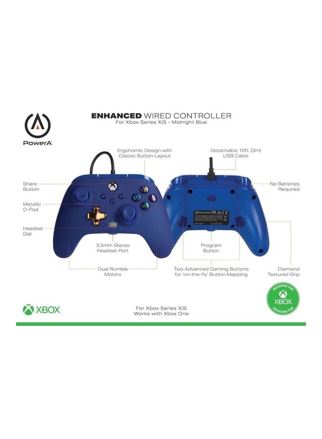 PowerA Enhanced Wired Controller for Xbox Series X|S – Midnight Blue
