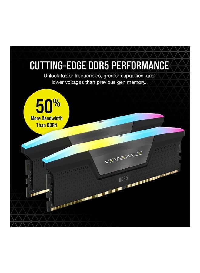 CORSAIR - Vengeance® RGB DDR5 RAM 32GB (2x16GB) 5600MHz CL36 Intel XMP iCUE Compatible Computer Memory Black - Image 1