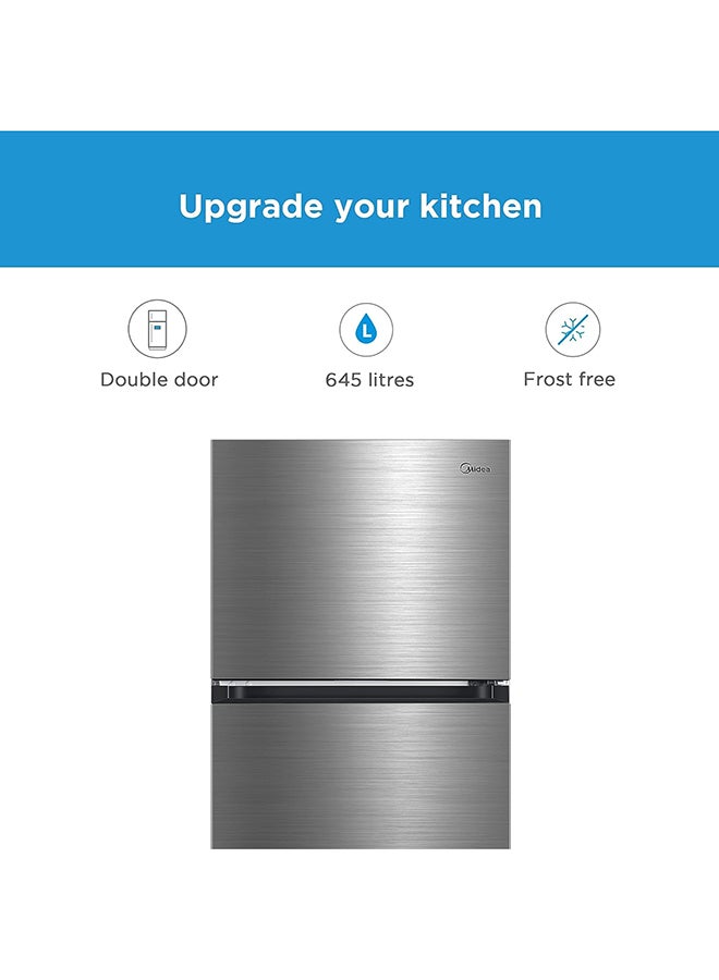 Midea - 645L Gross And 466L Net Capacity Top Mount Double Door Refrigerator, 2 Doors Frost Free Fridge Freezer With Smart Sensor And Humidity Control, Active-C Fresh, Multi-Air Flow MDRT645MTE46 Silver - Image 1