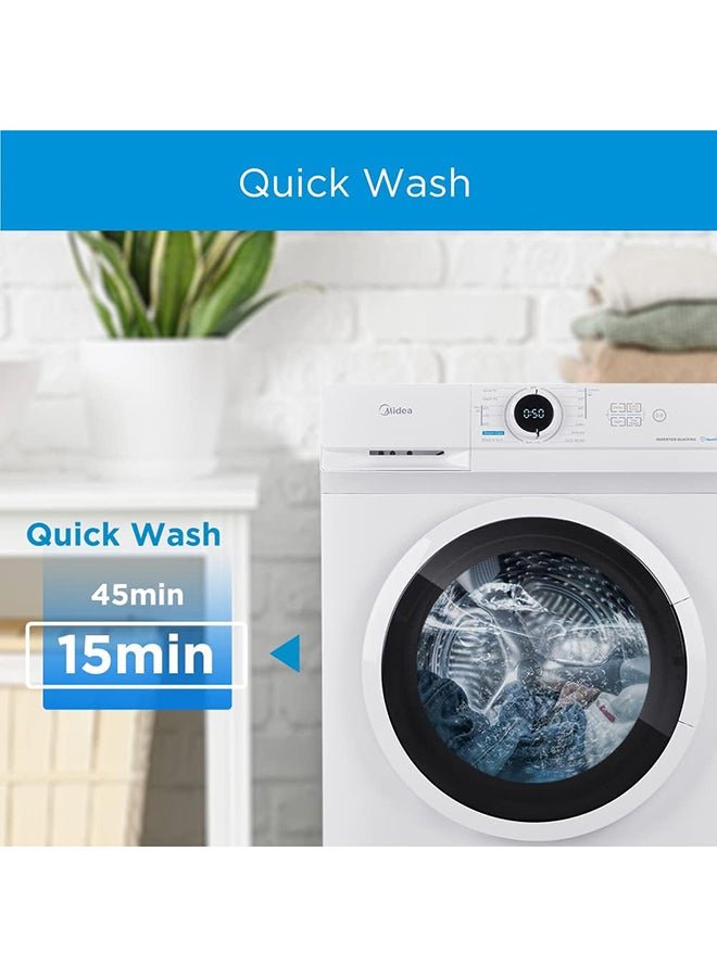 Midea - 6 Kg Front Load Washing Machine With Lunar Dial, 1000 RPM, 15 Programs, Fully Automatic Washer, Digital LED Display, Child Lock, Mute Function, 90° Hygiene 2050.0 W 2050 W MF100W60WAE / MF100W60W-GCC White - Image 1