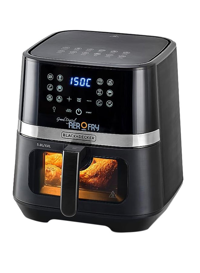 Digital 12-in-1 Multifunction Air Fryer With 2kg Capacity With Rapid Hot Air Circulation For Frying, Grilling, Broiling, Roasting, and Baking 5.8 L 1800 W AF5800-B5 Black 