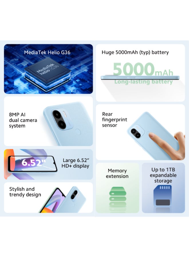 Xiaomi - Redmi A2+ Dual Sim Light Blue 2GB RAM 32GB 4G - Global Version - Image 1