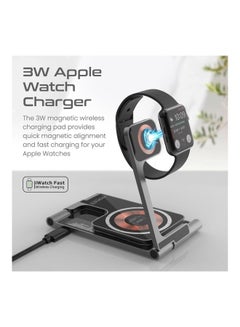 PROMATE iPhone 16 charger,3-In-1 Ultra-Slim Transparent Foldable Charging Dock With 15W MagSafe Compatible 3W Apple Watch And 5W AirPods Pro Charger , Apple Watch 8 - Black  - Image 5