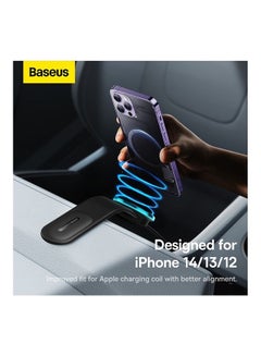 Baseus C02 Pro Magnetic Wireless Phone Holder 15W Magsafe Car Mount Phone Holder Compatible With Iphone 14/13/12 Tesla Car Bendable Memory Titanium Alloy For All Dashboard And Center Console Black  - Image 3