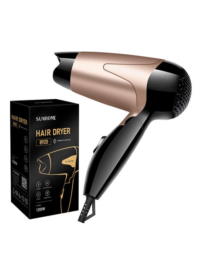 Sunhome - Mini Portable Hair Dryer 1200W Travel Friendly 2 Speed Settings Foldable Lightweight Gold - Image 1