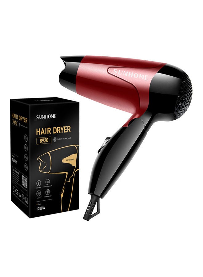 Sunhome - Mini Portable Hair Dryer 1200W Travel Friendly 2 Speed Settings Foldable Lightweight Red - Image 1