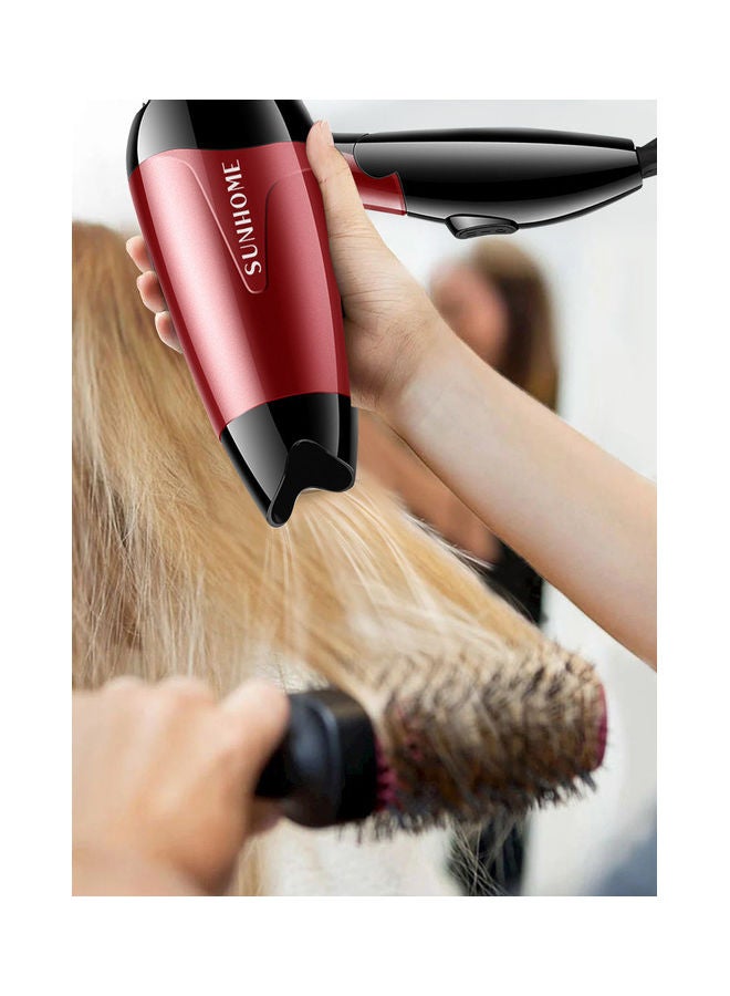 Sunhome - Mini Portable Hair Dryer 1200W Travel Friendly 2 Speed Settings Foldable Lightweight Red - Image 1