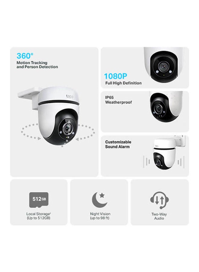 TP-Link Tapo 1080p Full HD Outdoor Pan/Tilt Security Wi-Fi Camera, 360° Motion Detection, IP65 Weatherproof, Night Vision, Cloud &SD Card Storage, Works With Alexa&Google Home (Tapo C500) White - v1691476357/N53426632A_2