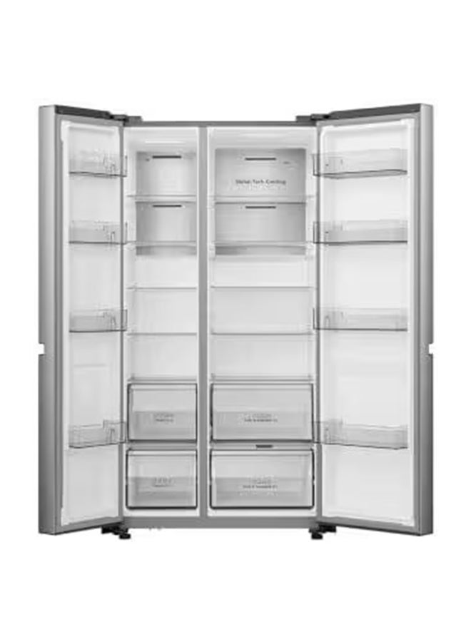 Hisense Side by Side Door, 640 Lt 22.5 Cu.Ft Refrigerator, Auto Defrost, Energy Saving Soundless Invertor, Touch Control, Metal Cooling, Large capacity, Premium Grey RS86W2NSQ Silver  - Image 2