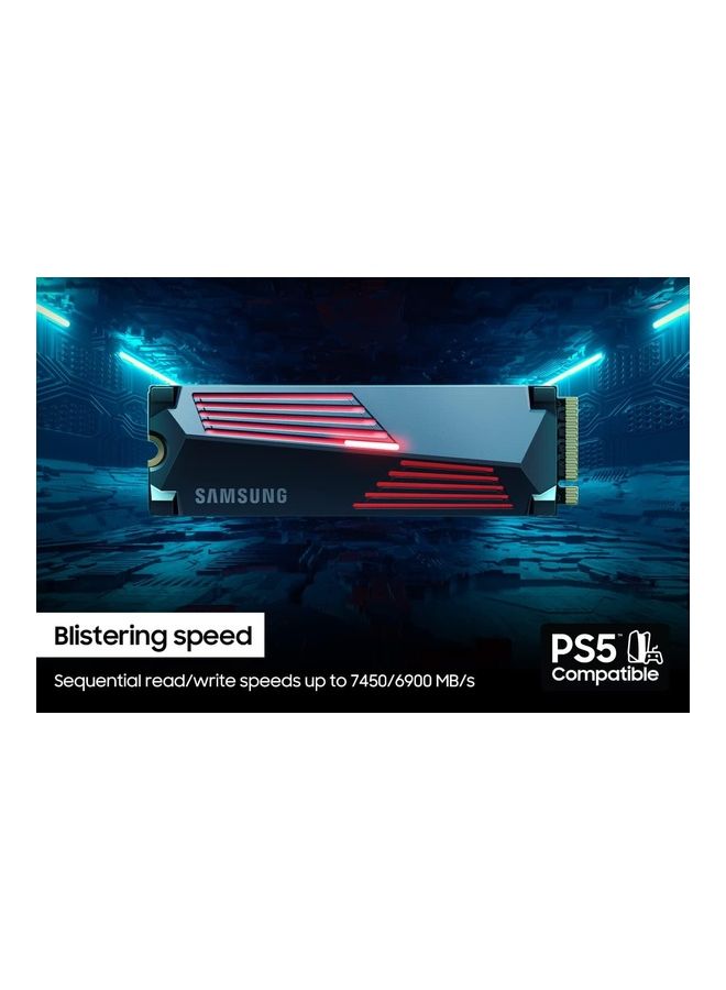 سامسونج 90 PRO مع مبدد حرارة SSD 2 تيرابايت PCIe 4.0 M.2 محرك أقراص الحالة الصلبة الداخلي بسرعة قراءة تصل إلى 7,450 ميجابايت/ثانية، وسرعة كتابة 6,900 ميجابايت/ثانية مع مبدد حراري MZ-V9P2T0CW  - Image 4