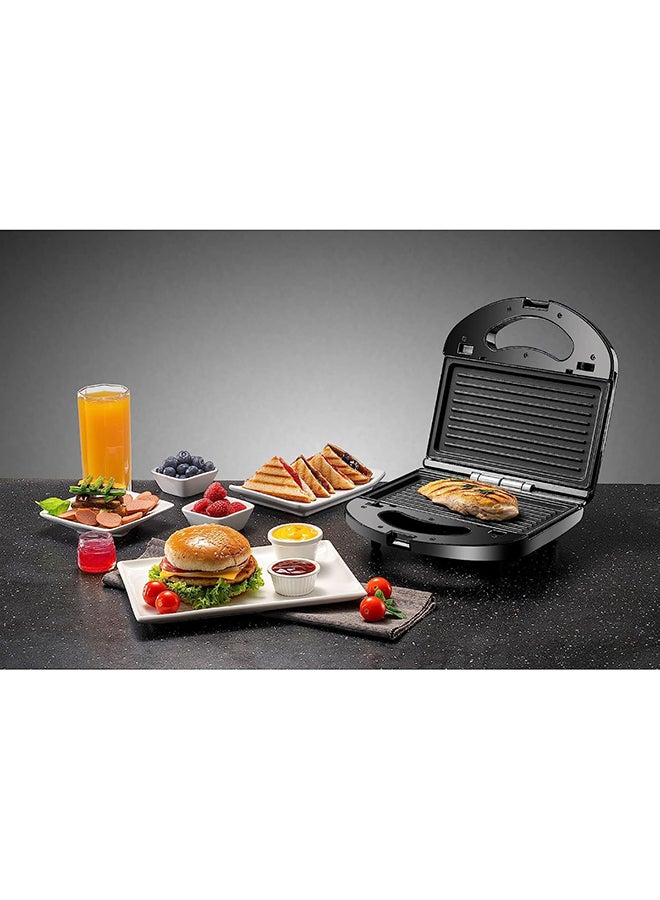 BLACK+DECKER - Sandwich & Grill Maker Non-Stick 2-in-1 Interchangeable Sandwich and Grill Maker With Indicator and Ready to Cook Lights 780 W TS2120-B5 Black and Sliver - Image 1