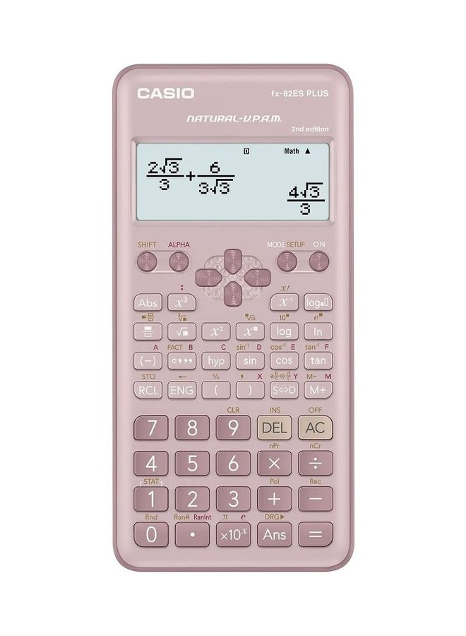 CASIO - FX-82ESPLUS-2PKWDT 10+2 Digit Standard Scientific Calculator With 252 Functions Pink - Image 1