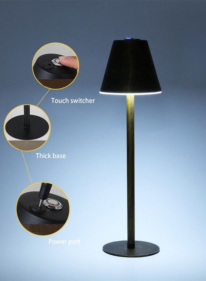 آد فيت - مصباح اضاءه طاوله LED لاسلكي لطاولة المكتب USB وبطارية وقابل لاعادة الشحن أسود - Image 1