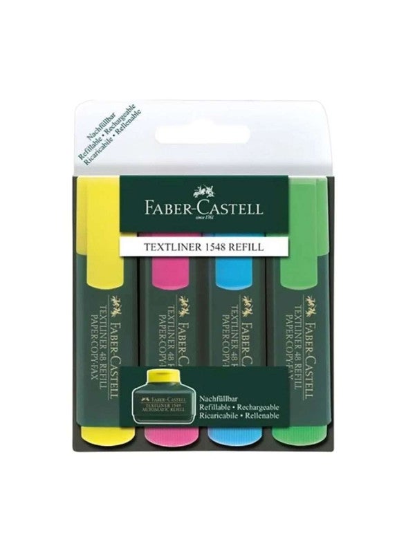 FABER-CASTELL - 4-Piece Refillable Highlighter Set Multicolour - Image 1