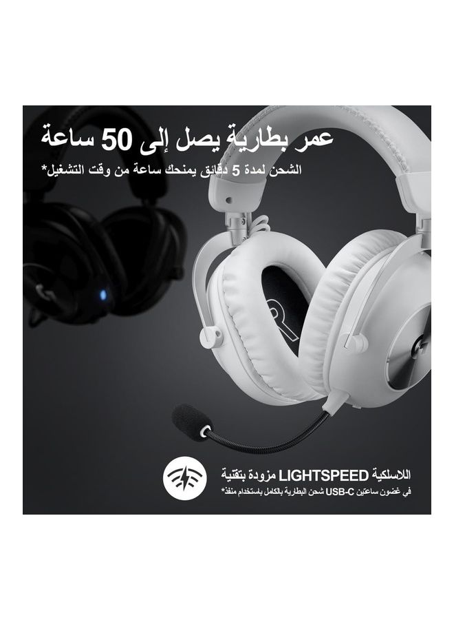 سماعة الألعاب اللاسلكية Logitech G PRO X 2 LIGHTSPEED، ميكروفون بوم قابل للفصل، محركات جرافين 50 مم، DTS: X Headphone 2.0—7.1 محيطي، بلوتوث/USB/3.5 مم Aux، للكمبيوتر الشخصي، PS5، PS4، نينتندو سويتش - أبيض - v1691646812/N53427186A_4