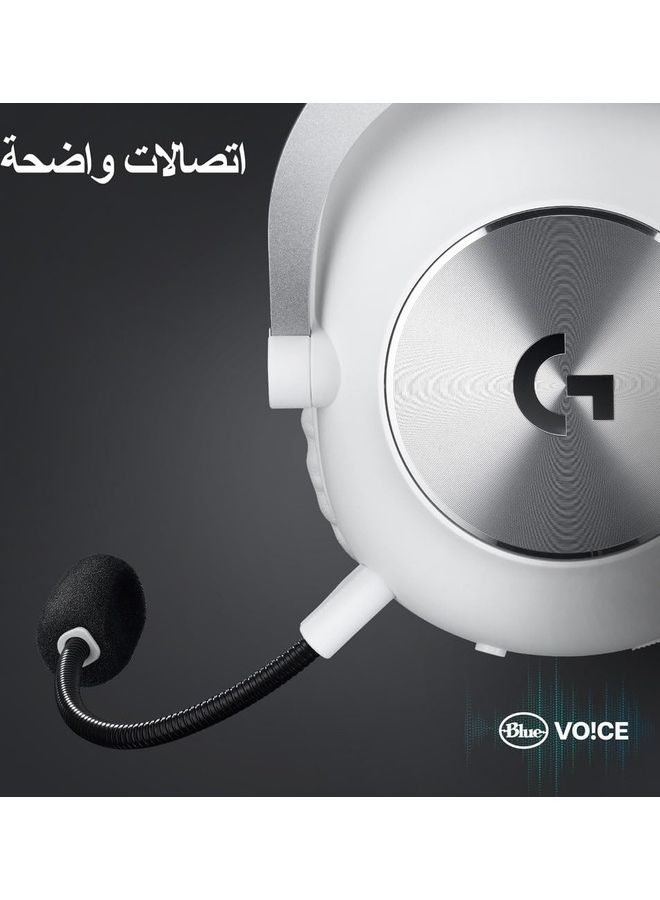 سماعة الألعاب اللاسلكية Logitech G PRO X 2 LIGHTSPEED، ميكروفون بوم قابل للفصل، محركات جرافين 50 مم، DTS: X Headphone 2.0—7.1 محيطي، بلوتوث/USB/3.5 مم Aux، للكمبيوتر الشخصي، PS5، PS4، نينتندو سويتش - أبيض - v1691646813/N53427186A_5