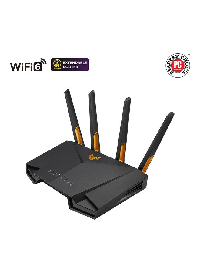 TUF Gaming AX4200 Dual Band WiFi 6 Extendable Gaming Router, 2.5G Port, Gaming Port, Mobile Game Mode, Port Forwarding, Subscription-Free Network Security, Instant Guard, VPN, AiMesh Compatible Black