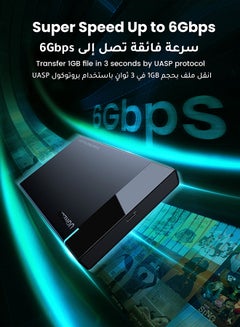 يو جرين علبة محرك أقراص صلبة خارجي بمنفذ USB C 3.1 الجيل الثاني ومحول إلى محرك أقراص SSD بمنفذ ساتا متوافق مع  بلايستيشن 4 ومحرك أقراص HDD ومحرك أقراص SSD ومنفذ ساتا I II III مقاس 9.5 مم و7 مم و2.5 بوصة بسرعة عالية 6 جيجابت في الثانية معززة ببروتوكول UASP أسود  - Image 3