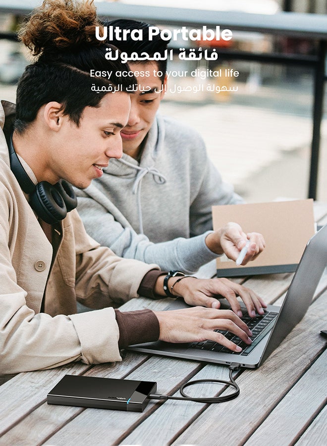 علبة محرك أقراص صلبة خارجي بمنفذ USB C 3.1 الجيل الثاني ومحول إلى محرك أقراص SSD بمنفذ ساتا متوافق مع  بلايستيشن 4 ومحرك أقراص HDD ومحرك أقراص SSD ومنفذ ساتا I II III مقاس 9.5 مم و7 مم و2.5 بوصة بسرعة عالية 6 جيجابت في الثانية معززة ببروتوكول UASP أسود - v1691672029/N41896438A_5